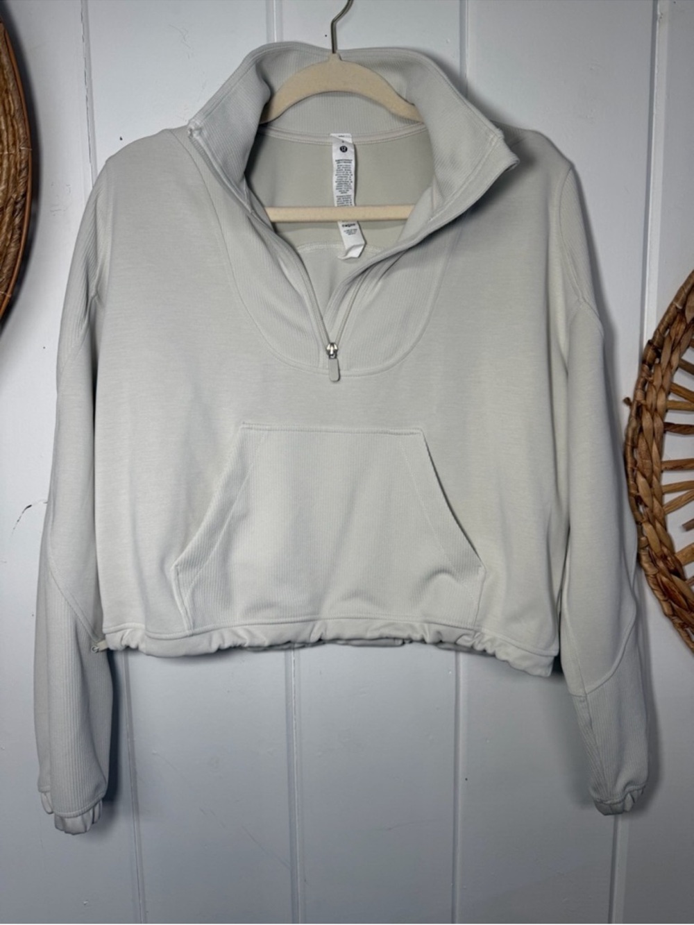Lululemon Brushed Softstreme Ribbed
Half Zip, size 6, Color: bone